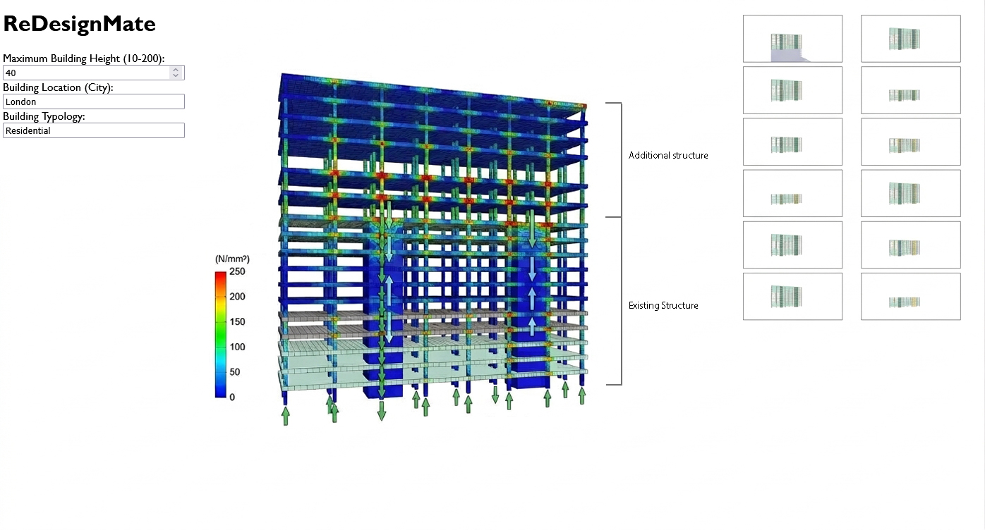Structural analysis of a renovation scenario, evaluating the existing building's capacity to support the proposed intervention